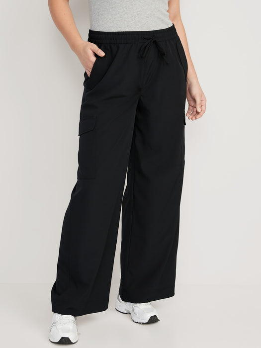 High-Waisted StretchTech Wide-Leg Cargo Pants for Women