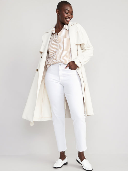 High-Waisted OG Straight White-Wash Cut-Off Ankle Jeans for Women