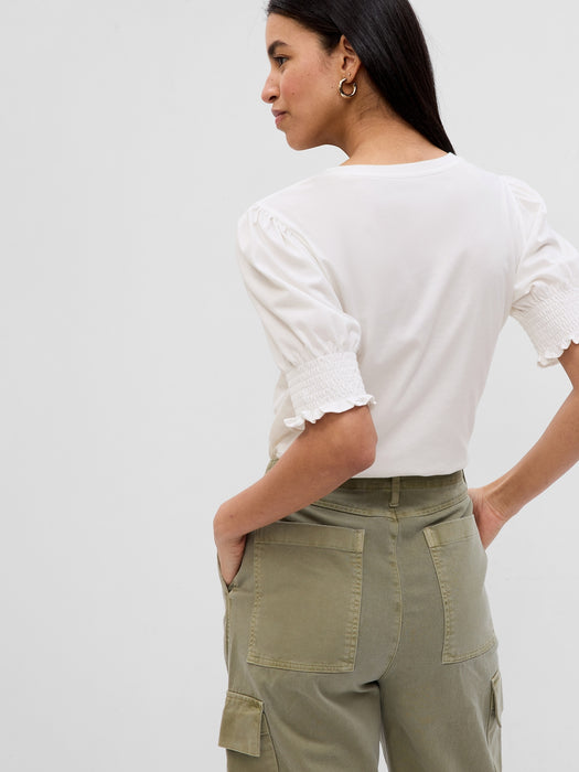 100% Organic Cotton Vintage Puff Sleeve T-Shirt