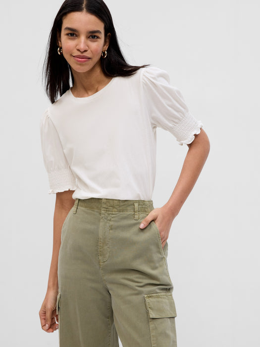 100% Organic Cotton Vintage Puff Sleeve T-Shirt