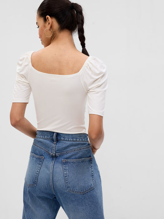Puff Sleeve Ruched T-Shirt