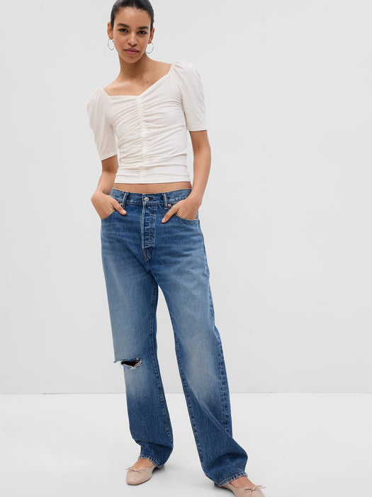 Puff Sleeve Ruched T-Shirt