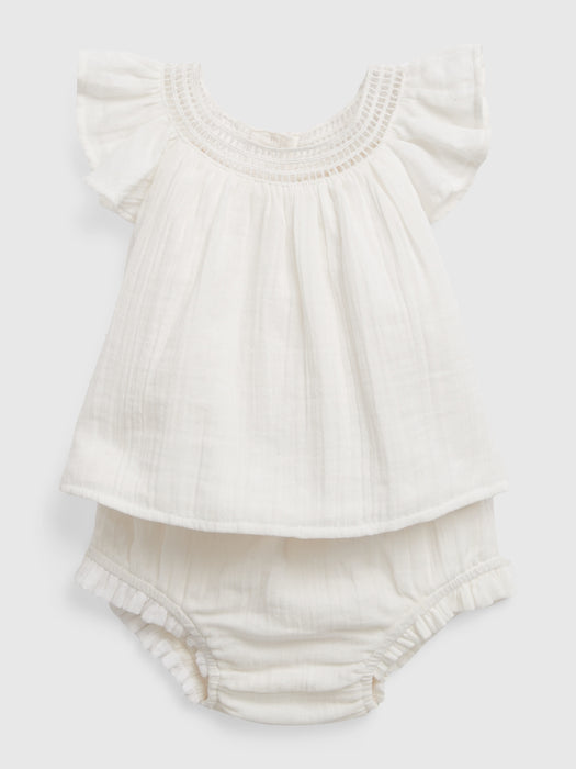 Baby Crinkle Gauze Crochet Outfit Set