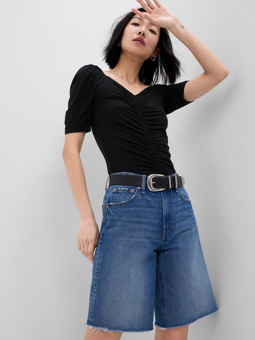Puff Sleeve Ruched T-Shirt