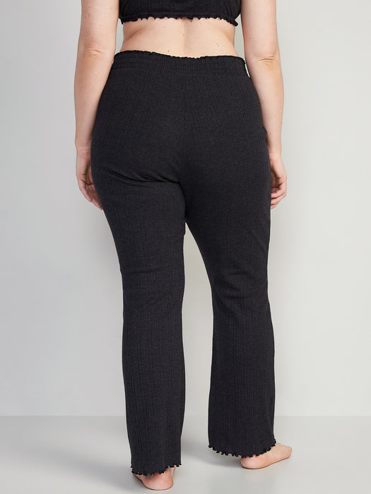 High-Waisted Pointelle-Knit Boot-Cut Pajama Pants for Women