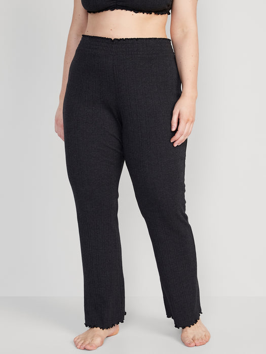 High-Waisted Pointelle-Knit Boot-Cut Pajama Pants for Women