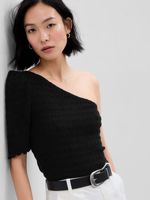 Smocked One-Shoulder Top