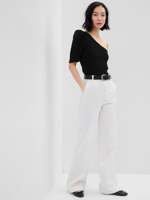 Smocked One-Shoulder Top