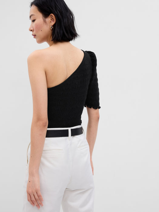 Smocked One-Shoulder Top