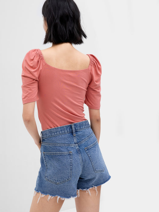 Puff Sleeve Ruched T-Shirt
