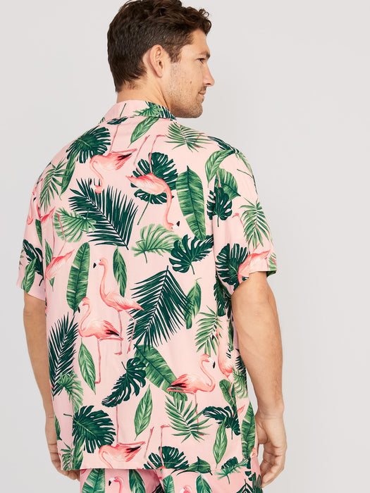 Short-Sleeve Printed Camp Shirt for Men