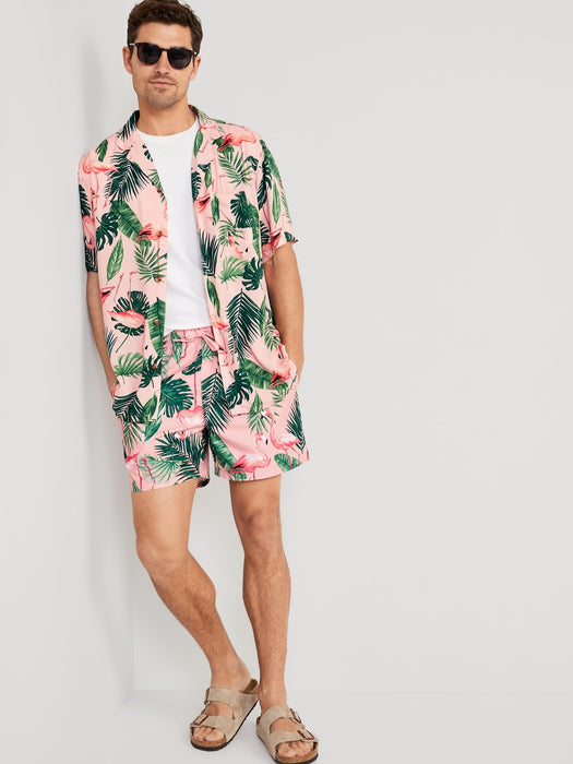 Short-Sleeve Printed Camp Shirt for Men