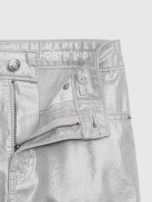Kids High Rise Metallic Shortie Shorts with Washwell