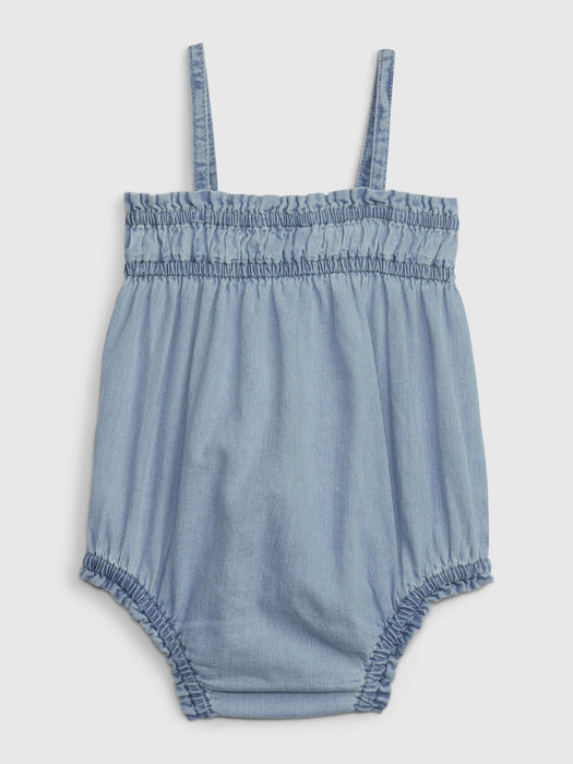Baby Denim Bubble Shorty One-Piece with Washwell