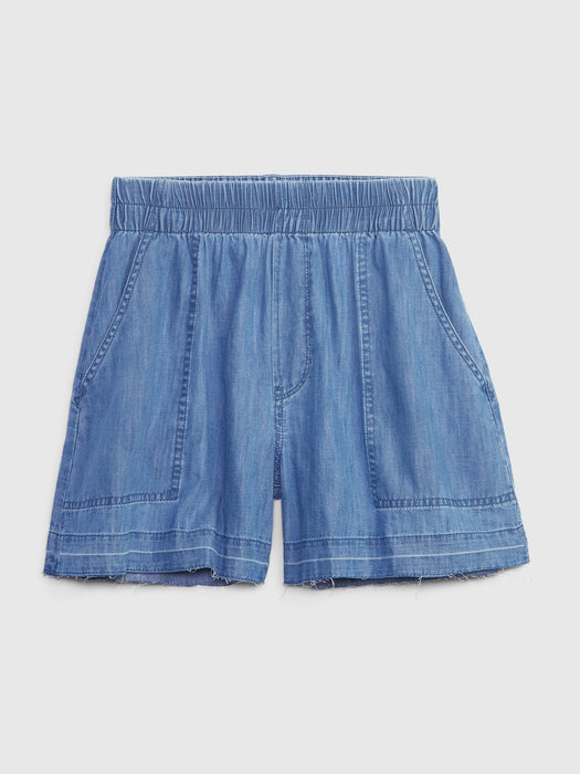 100% Organic Cotton High Rise Denim Pull-On Shorts with Washwell