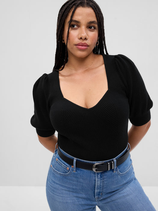 Puff Sleeve Corset Sweater