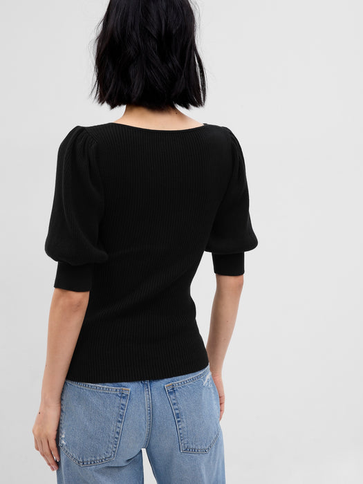 Puff Sleeve Corset Sweater