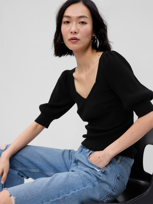 Puff Sleeve Corset Sweater