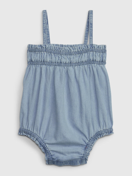 Baby Denim Bubble Shorty One-Piece with Washwell