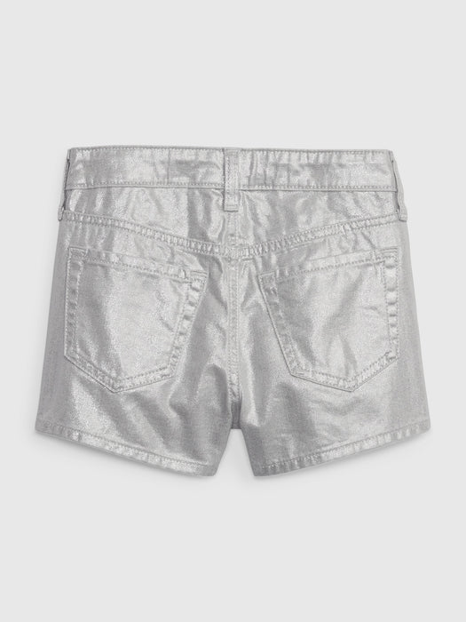 Kids High Rise Metallic Shortie Shorts with Washwell
