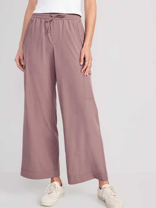 High-Waisted StretchTech Cargo Wide-Leg Pants for Women