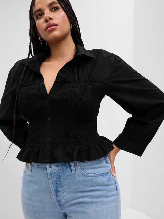 Smocked Peplum Shirt