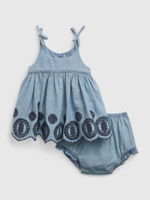Baby Eyelet Denim Outfit Set