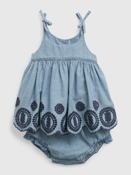 Baby Eyelet Denim Outfit Set