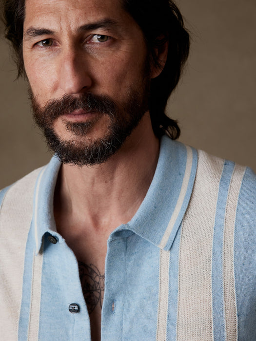 Gianni Linen-Cotton Sweater Polo