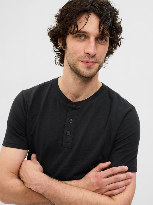 Slub Cotton Henley T-Shirt
