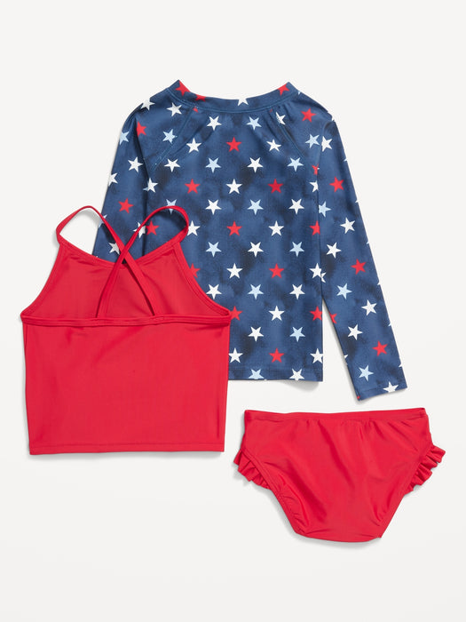 Matching 3-Piece Rashguard Swim Set for Toddler Girls