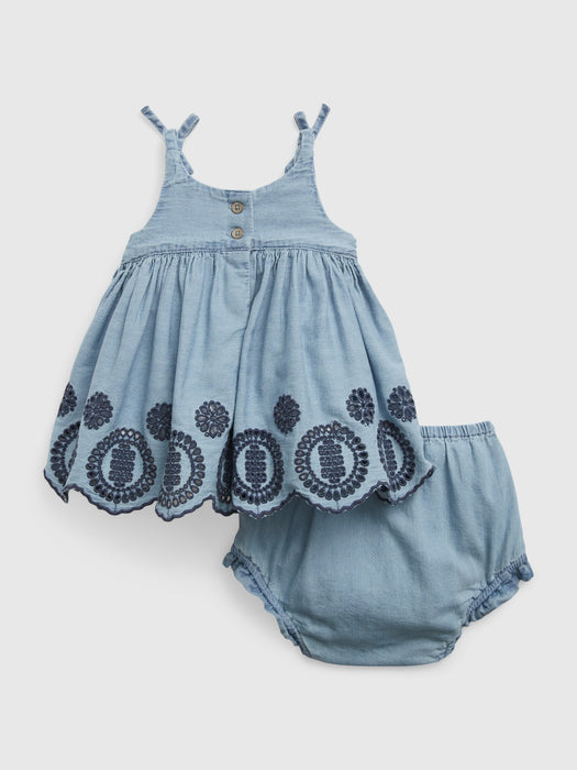 Baby Eyelet Denim Outfit Set