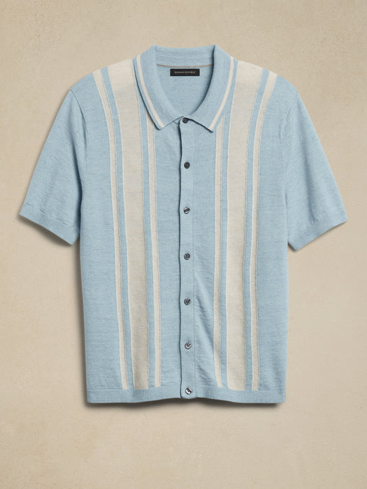 Gianni Linen-Cotton Sweater Polo