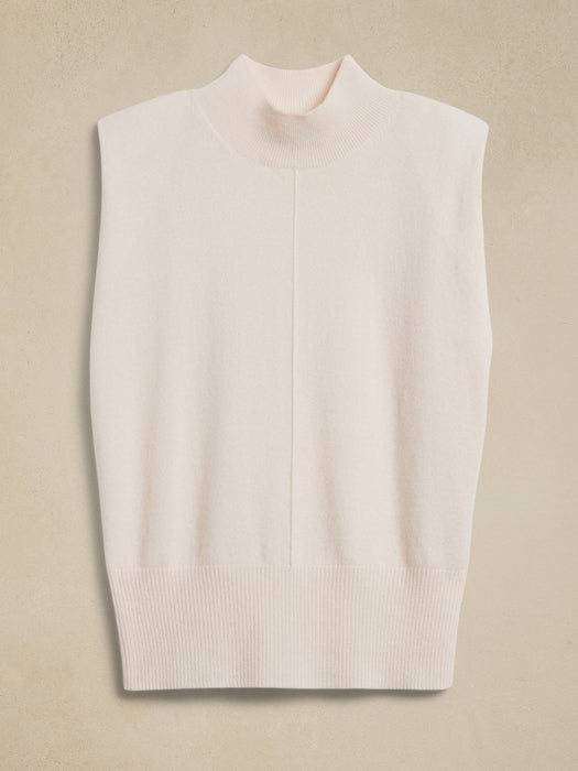 Franca Cashmere Padded-Shoulder Top