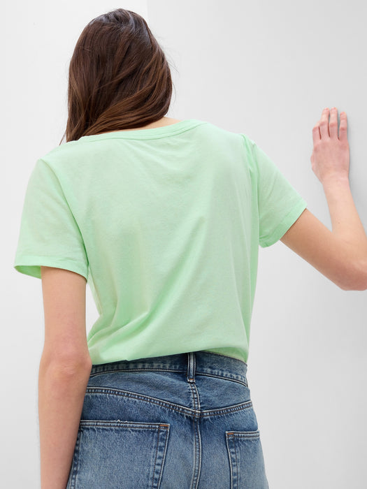 Shine Cotton Vintage V-Neck T-Shirt