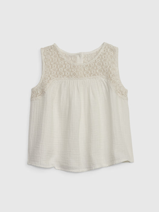 Kids Crinkle Gauze Crochet Top