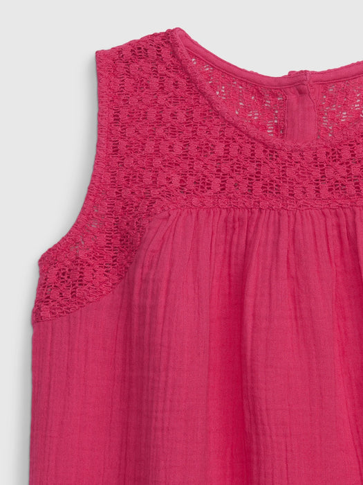 Kids Crinkle Gauze Crochet Top