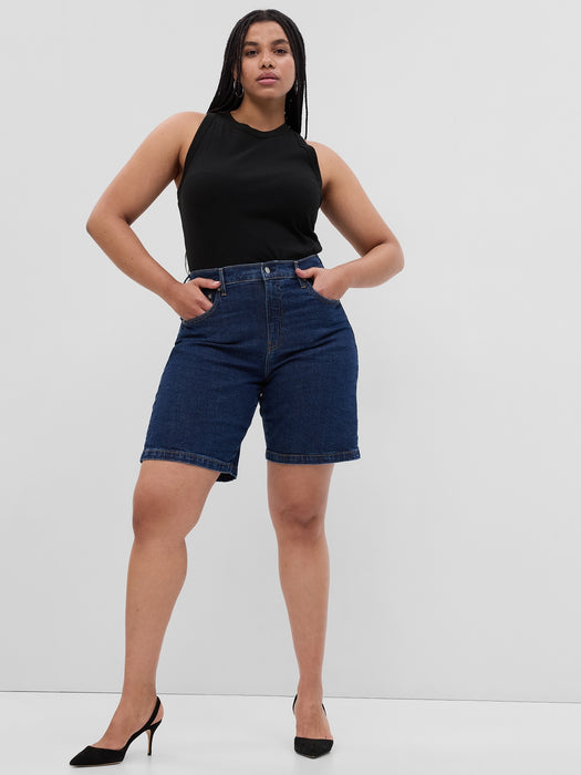 10" High Rise Stride Denim Bermuda Shorts