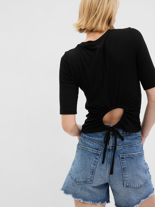 Mini Rib Keyhole T-Shirt