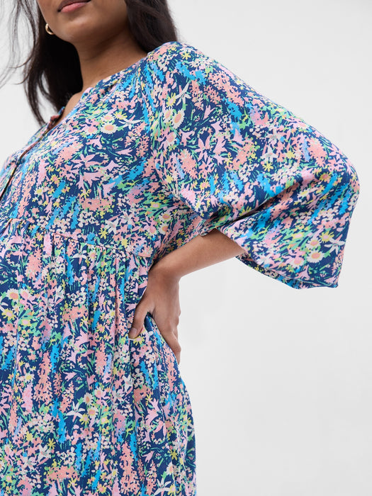 Maternity Balloon Sleeve Tiered Dress