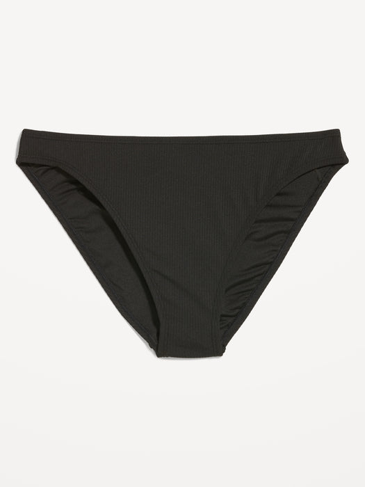High-Waisted French-Cut Ribbed Bikini Swim Bottoms