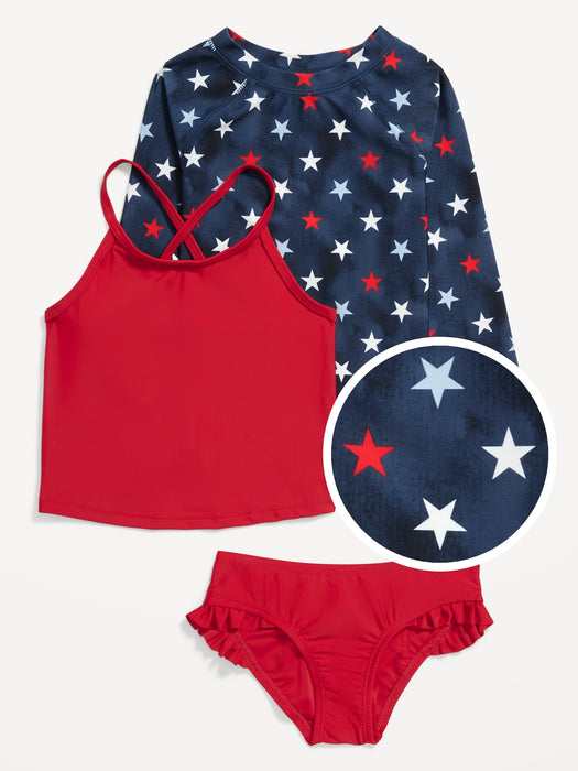 Matching 3-Piece Rashguard Swim Set for Toddler Girls