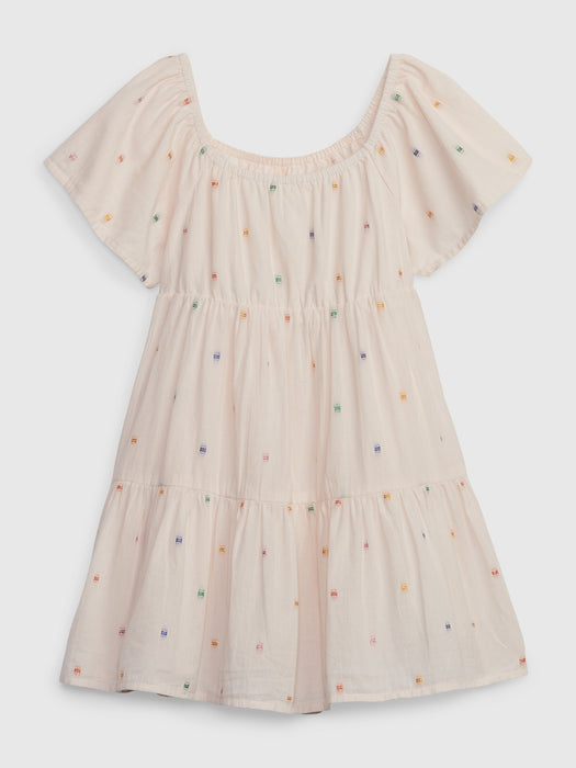 Toddler Shiny Embroidered Tiered Dress