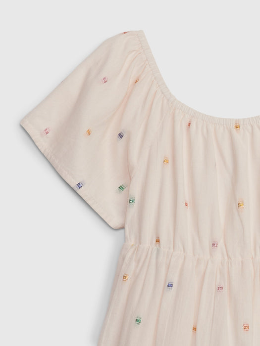 Toddler Shiny Embroidered Tiered Dress