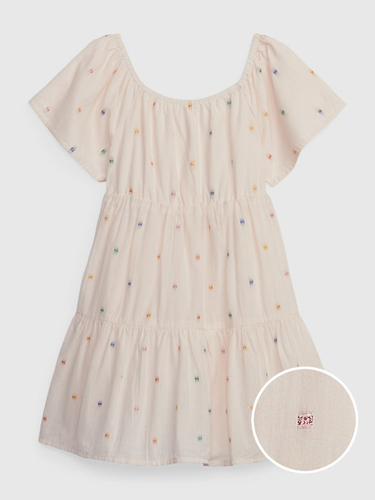 Toddler Shiny Embroidered Tiered Dress