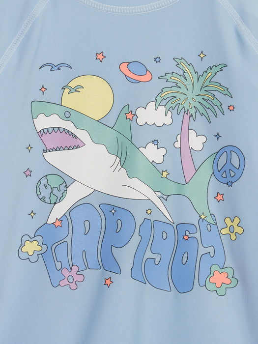 Toddler Recycled '70s Beach Graphic Swim Rash Guard