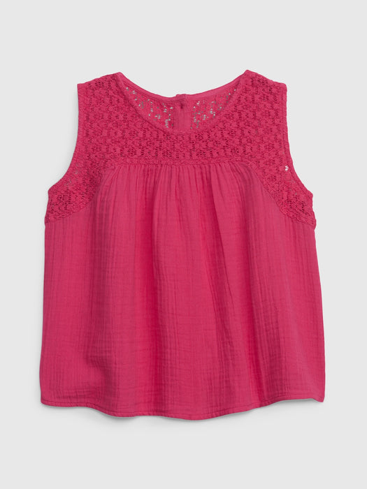Kids Crinkle Gauze Crochet Top