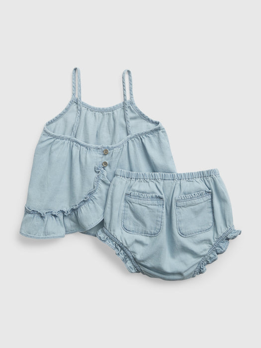 Baby Ruffle Denim Outfit Set with Washwell