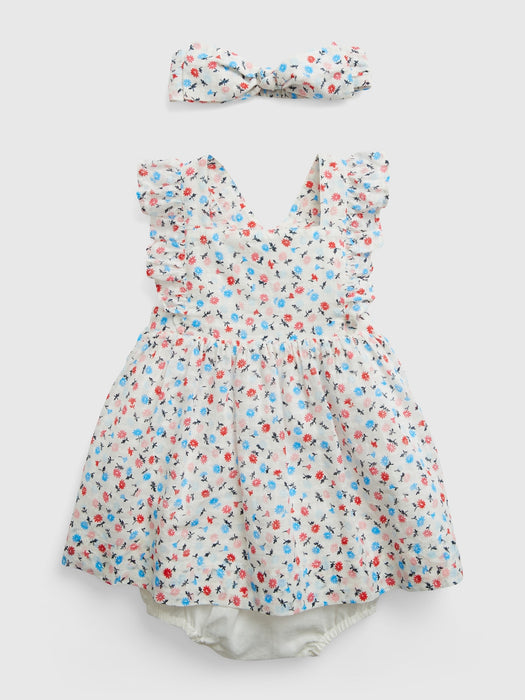 Baby Floral Apron Dress Set