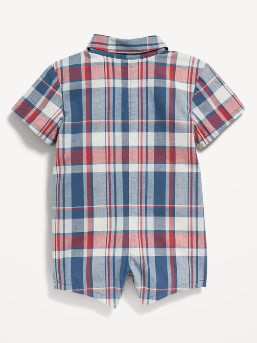 Short-Sleeve Printed Poplin Romper for Baby
